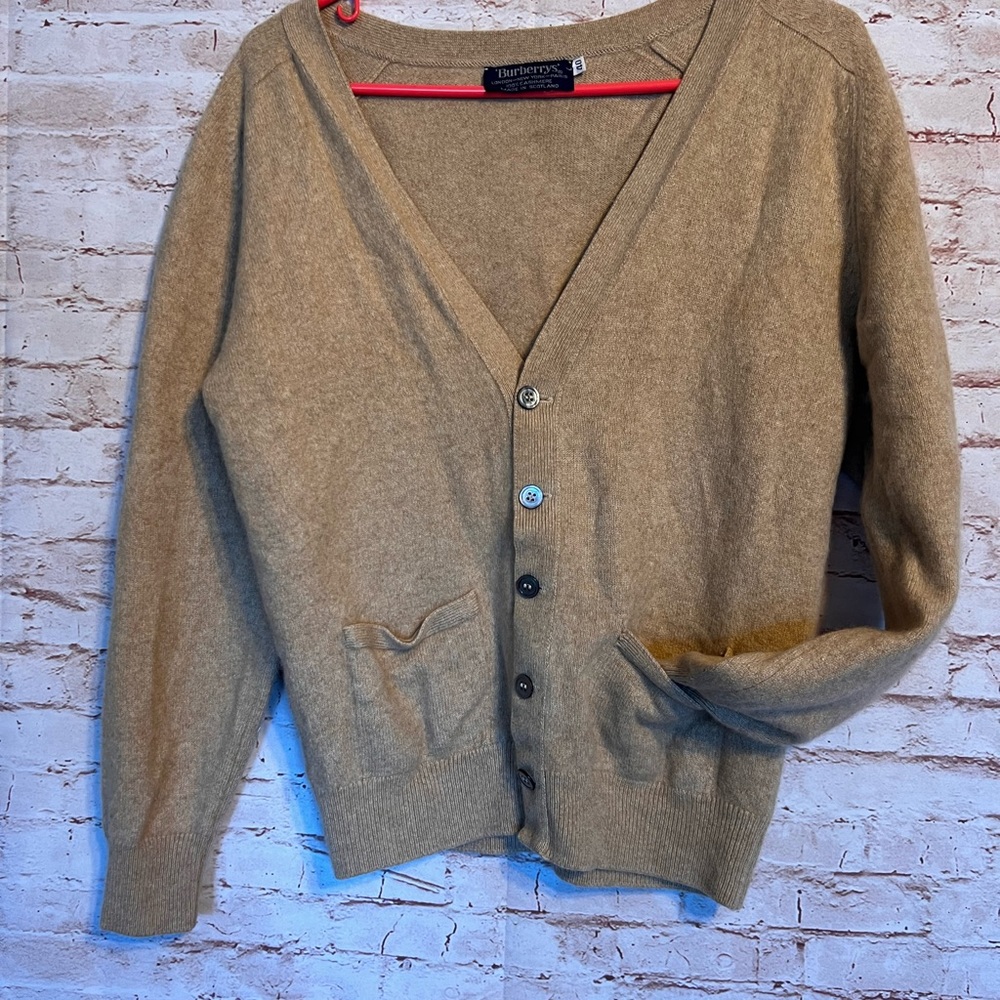 Vintage Burberry 100% cashmere cardigan sweater grandpa sweater size 40 (small).